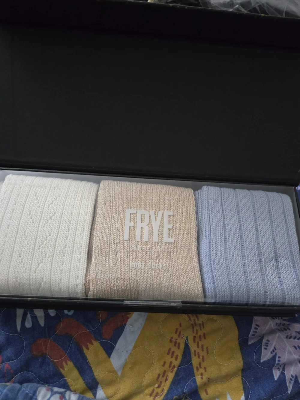 Brand New Frye Boxed Set of Three Pairs of Crew Socks